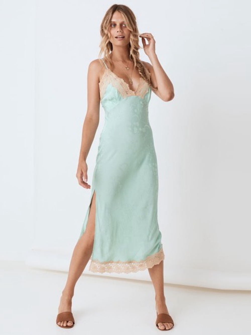 Spell Ocean Lace Slip Dress
